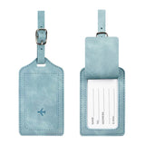 RFID Passport Cover and Luggage Tag Set PU Leather Travel Organizer Light Blue
