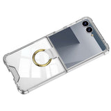 Case and Back Glass Protector Compatible With Samsung Galaxy Z Flip 8 7 with Ring Stand Clear