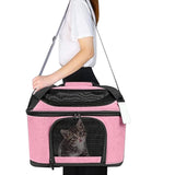 Pet Carrier Cat Travel Bag Portable Soft Sided Comfort Case Pink