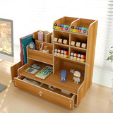 Wood Desk Organizer with Drawers for Art & Stationery Style 3