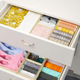6 Piece Foldable Drawer Bins Nonwoven Organizer 3 Sizes with Zippers Khaki