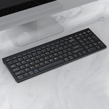 2.4G Ultra-Thin Rechargeable Keyboard Sleek Bluetooth Wireless Keyboard Compatible with Multi-Device Black