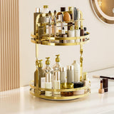 2-Tier Rotating Makeup Organizer Perfume Organizer for Dresser Bathroom Organizers Gold