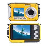 1080P Digital Underwater Camera with Dual Screen and 32GB TF Card Yellow