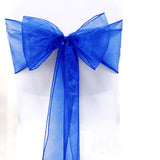 10 Pcs Organza Wedding Chair Sashes Bow Back for Party Decor Blue