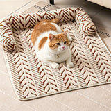 Thick Plush Dog Bed Mats with Neck Head Support for Small and Medium Dogs Cats Brown