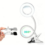5X Magnifying Glass with LED Light 3 Color Modes Adjustable Desk Magnifier with Clip for Reading Crafts Silver