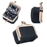 Mini Genuine Leather Jewelry Box Portable Vintage-Inspired Jewelry Case with Kiss Lock for Earring Ring Black