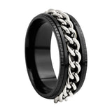 Fidget Spinner Ring for Anxiety Relief Stainless Steel for Adults & Teens Black and Silver