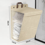 2 PCS Wall Mounted Foldable Laundry Hamper Hanging Clothes Storage Basket Beige