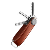 Leather Smart Key Holder Folding Key Organizer Clip Keychain Brown
