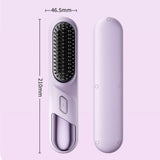 Cordless Hair Straightener Brush Portable Heating Hair Straightening Comb Purple