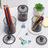 4 PCS Qtip Holder Set Bathroom Jars with Lids Set for Cotton Swabs Balls Pads Black