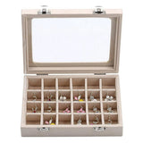 Velvet Jewelry Organizer Case for Rings Earrings Beige