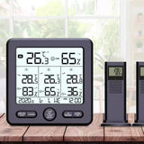 Digital Thermometer Hygrometer with 3 Wireless Sensors Indoor Outdoor Temperature Humidity Monitor Black