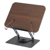 Book Stand with 360 Degrees Rotating Base for Reading Adjustable Book Holder with Elastic Clips Coffee