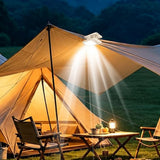 USB Cap Solar Light with 60 LEDs 3 Dimming Modes Easy Installation for Awning Camper Cream White