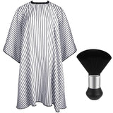 Hair Cutting Cape with Neck Duster Brush Large Size Salon Barber Cape for Men Women White Stripe