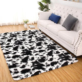 Cute Furry Pastel Rug Soft Fluffy Carpet for Living room Black and White