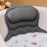 Bath Pillow with Suction Cups for Tub Neck and Back Support Gray
