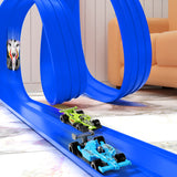5-Meter Flexible Race Car Ramp Track Toy Set with Suction Cups Blue