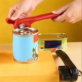 Smooth Edge Can Opener Manual Stainless Steel Secure Cut Lid Side Red