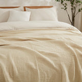 230x200cm Cotton Muslin Blanket Throw Blanket Travel Wrap Bed Cover Beige