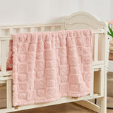 Cozy Fleece Blanket Heart Checkered Blanket for Sleeping Napping Pink