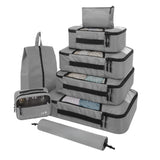 8Pcs Set Travel Packing Cubes for Suitcases Luggage Organizer Bags Set Grey