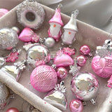 60 PCS Christmas Donut Santa Gnome Ball Hanging Ornament Set Style 2