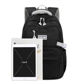 Solid Nylon Backpack Teenage Girls School Shoulder Bag Black