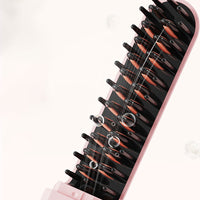 Portable Electric Hair Straightener Comb Rechargeable Negative Ion Hair Straightener Brush