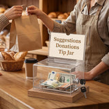 Lockable Collection Box with Keys for Suggestion Donations Voting Clear