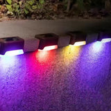 4Pcs Solar Deck Lights Outdoor for Outdoor Garden Stairs and Deck Multicolor