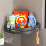 Corner Shower Caddy Punch-Free Wall Mounted Storage Shelf Organizer with Towel Rack for Bathroom Gray