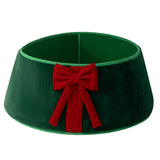 Christmas Tree Skirt Collar with Bow for Stand and Wire Cover Green