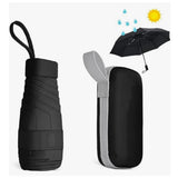 Mini Folding Travel Umbrella with UPF50+ Sun Protection for Outdoor Use Black