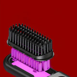 3-Mode Hair Straightener Brush with LED Display USB Rechargeable Hair Comb Black