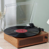 Portable Retro Bluetooth Vinyl Record Player with Built-in Speakers Walnut