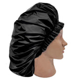 2 PCS Extra Large Waterproof Reusable PEVA Shower Caps for Long Hair Black