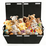 Foldable Toy Storage Organizer Box with Lid & Dividers Black Small