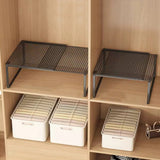Expandable Closet Storage Rack Carbon Steel Adjustable Shelf Black