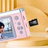 8X Zoom Digital Camera Point And Shoot Camera with 32GB Memory Card for Students Pink