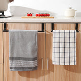 Adjustable No Drill Stainless Steel Dish Towel Holder for Cabinet Door Kicthen Towel Rack Black