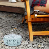 2PCS 14cm Metal Mosquito Coil and Incense Holder with Lid Floral Cutout Design Blue And Black