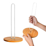 Freestanding Paper Towel Holder with Non-Slip Wood Base for Countertop White