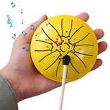 4 Inch Tongue Drum 8-Note Handpan Drum with Drumsticks and Music Book for Early Musical Education Zen Meditation Yellow