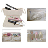Portable Hair Tools Organizer Travel Bag withHeat Resistant Mat for Flat Irons Hair Straighteners Beige