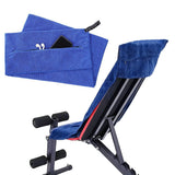 120x50cm Microfibre Towel Quick Dry Gym with Pocket and Silicone Base Blue