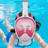 Full Face Snorkel Mask – 180 Degree Panoramic View Anti-Fog & Leak-Proof Design White Pink